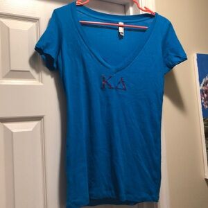Kappa Delta KD Glitter Letter Sorority V-Neck